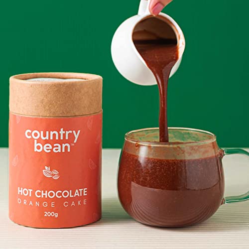 Image of Country Bean Orange Cake Hot Chocolate, 60% less sugar, 200G, Enjoy Hot or Cold, Perfect Beverage For Monsoons