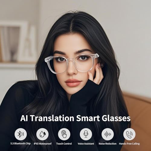 Image of GenXenon AI Translation Smart Glasses for Men & Women, Color-Changing Lenses, Real-Time Translation Glasses,Photo Translation，No Subscription,Bluetooth 6.0 Audio Eyeglasses for Business Travel