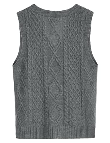 Kancy Kole Womens Sleeveless Oversized Sweater Vest V Neck Button Casual Knit Vests With Pocket(Light Grey,L) #TOP1