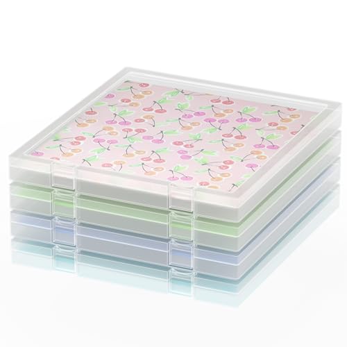 CraftGenes 12x12 Scrapbook Paper Storage 4 Pack Stackable Paper Containers Storage Art Supply Storage Organizer U-Shaped Locking Mechanism Ideal for Office Home and School Document Organizer