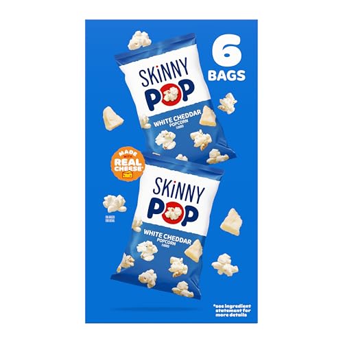 Image of SkinnyPop White Cheddar Popcorn, Whole Grain Gluten-Free Snacks, 0.65 oz Bags (36 Count)