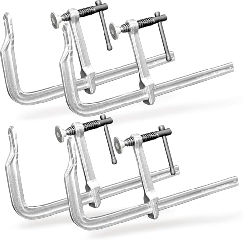 Hanured® 4 pièces Serre-joints en F, 300 mm x 120 mm profondeur de gorge, pour soudage, menuiserie et métallurgie, Capacité de charge de 600 kg,...