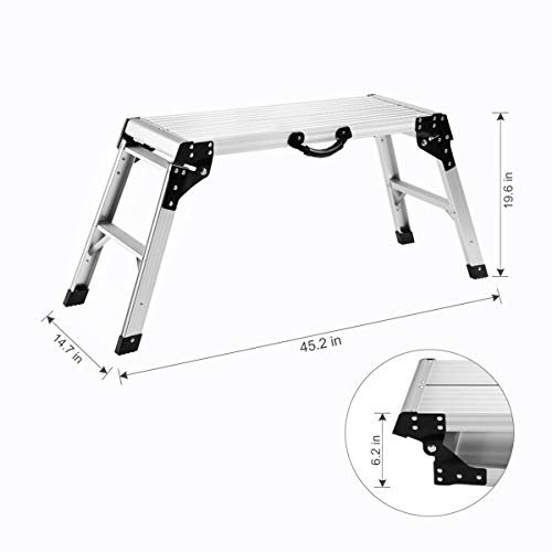 Finether Aluminum Work Platform Drywall Step Up Folding Work Bench|Portable Stool Ladder with Non-Slip Mat and Side Handle - Thumbnail 7