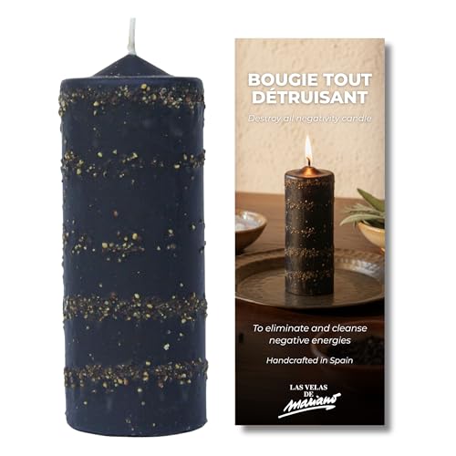 Bougie Tout Détruisant Ritualisée – Brise les Travaux de Magie, Coupe la Sorcerie, Nettoyage Énergétique – Bougie Ésotérique Artisanale avec Herbes et Huiles...