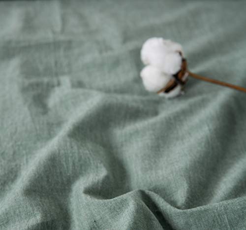 Image of F.Y.Dreams 100% Washed Cotton Duvet Cover for Weighted Blanket 60x80 inches with 16 Ties, Zipper on Long Side /Grass Green /Just Duvet Cover