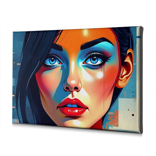 Toile femme yeux bleus décoration murale tableau salon moderne 20x30