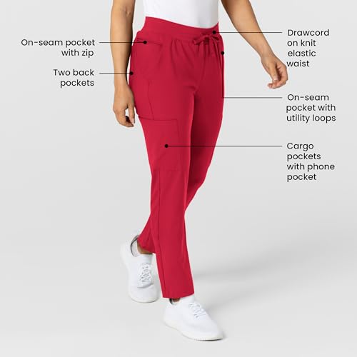 Image of Wink W123 Women's Flex-n-Reach Track Scrub Pant, Black, Large Petite