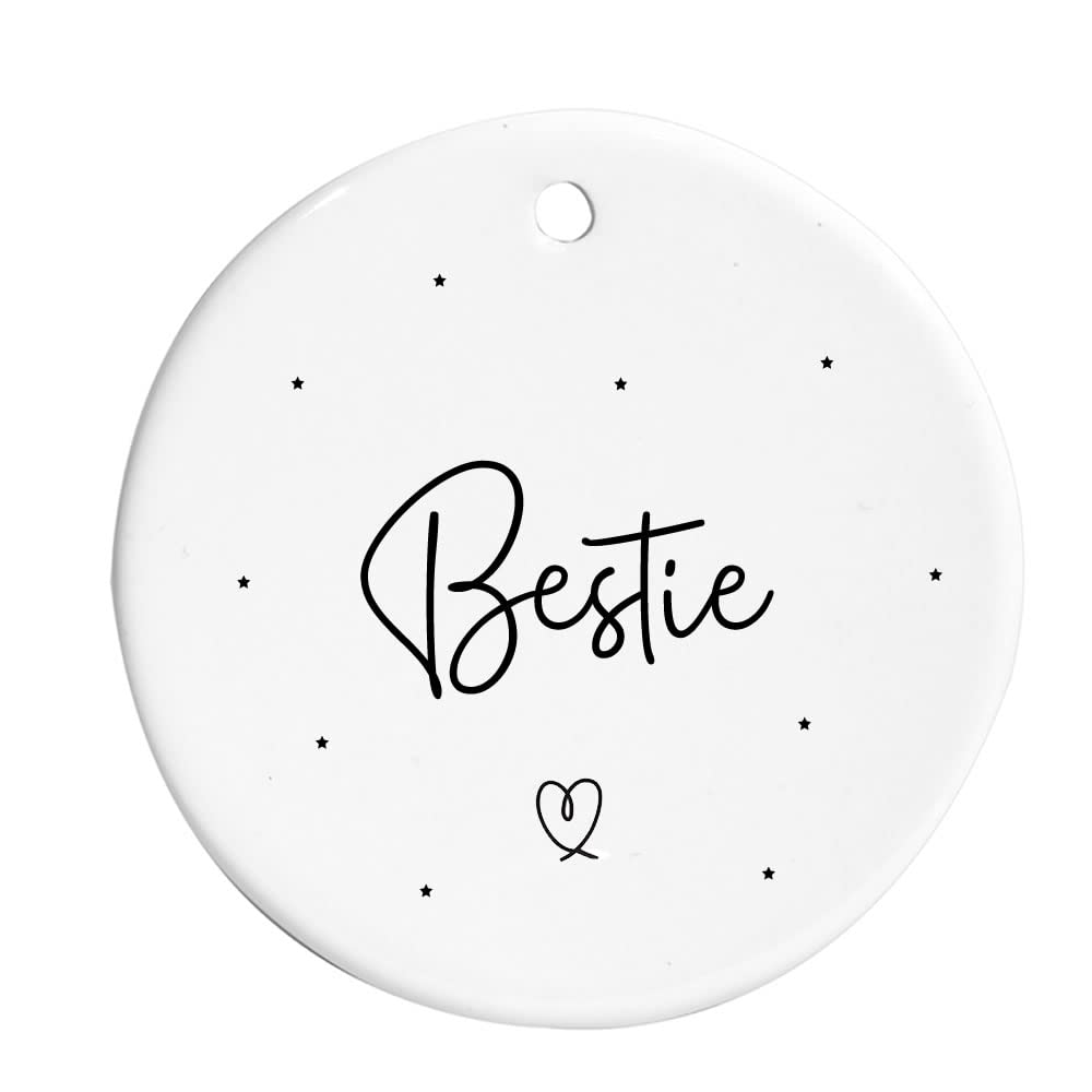 Maisie Moo Gifts Limited White Bestie Ceramic Round Hanging Decoration Ornament Bauble Sign