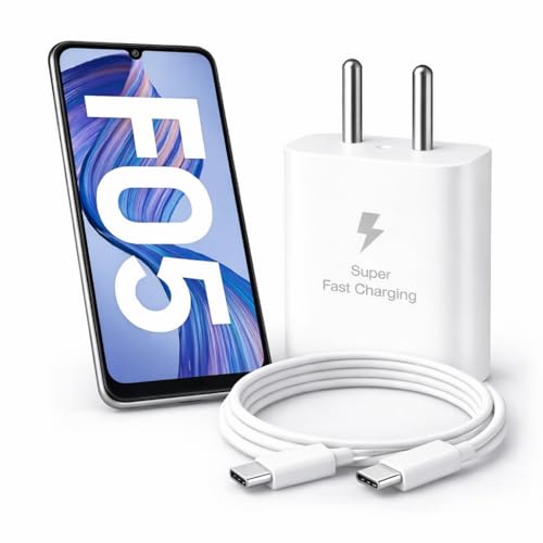 Image of 25W Charger for Samsung Galaxy F05 with Type-C to C Cable | Super Fast Charging PD Adapter for Galaxy S26 /S25 Ultra, S24 FE, M17e /A36 /A16, M15 /M17 /M55 5G, F17 /F70e /Z Fold & S /A /M /F /Z Series Phones