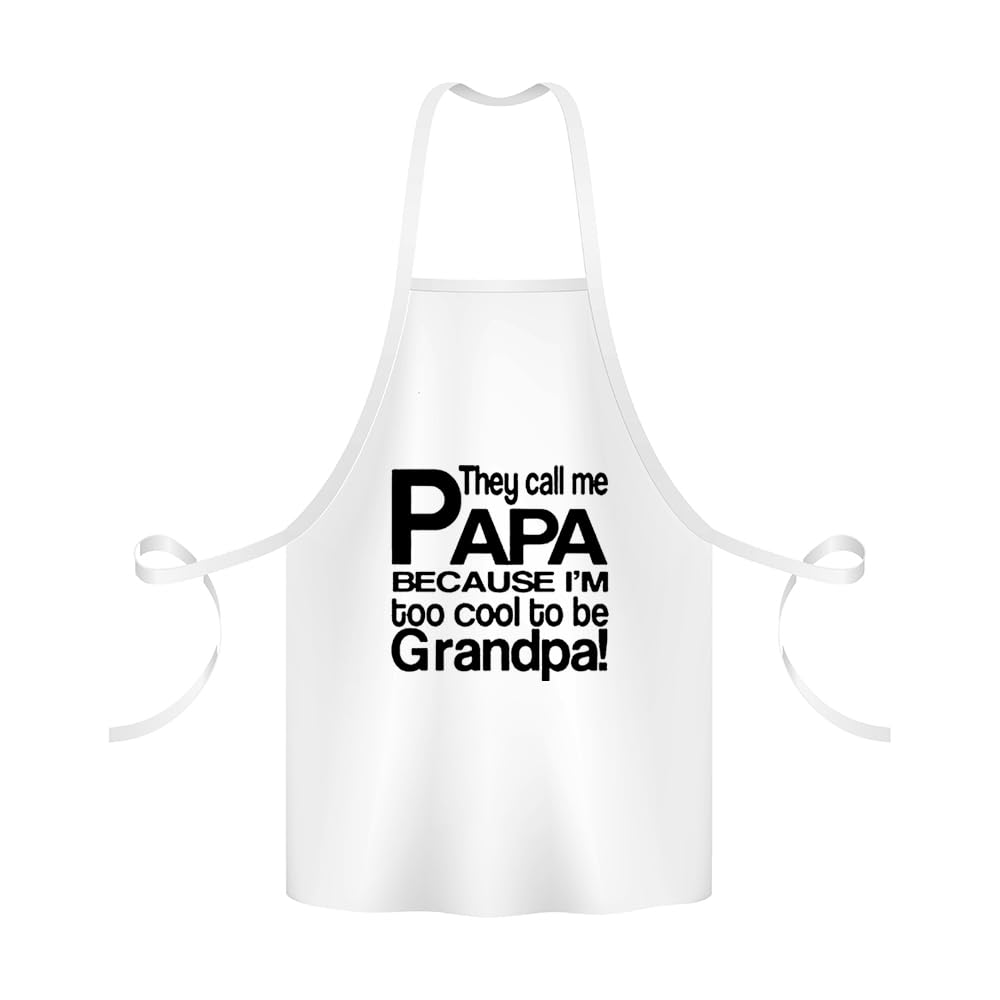 Father's Day Gift, They Call Me Papa Because I'm Too Cool to Be Grandpa,Baker BBQ Kitchen Chef Apron (Adult White Apron)