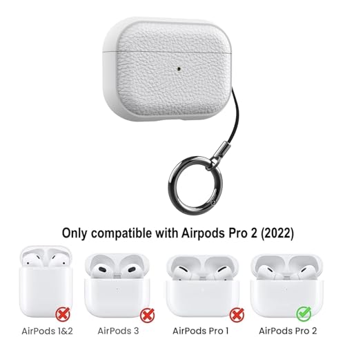 Image of YODI Case Cover for Airpods Pro|Pro 2|Airpods Pro 3|Airpods 4 Pouch, Silicone Cases with Cleaner Kit 360 Drop Protection,Shock-Resistant ((Leather-White), Airpods Pro /Pro 2)