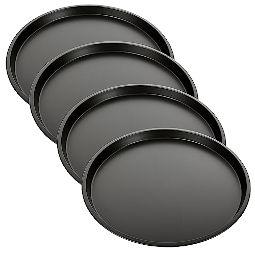 Schramm® 2, 4 oder 10 Stück Stück Pizzableche ungelocht rund ø 33 cm wählbar mit und ohne Ständer Pizza Bleche Rundbleche beschichtet antihaft Beschichtung Pizza-Back-Set, Größe:4 Stück