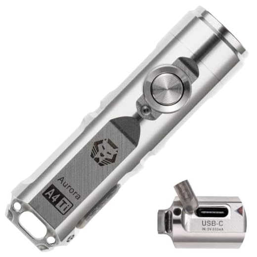 Upgraded 4th Gen RovyVon Aurora A4 EDC Keychain Flashlight, USB C Rechargeable Flashlight, Titanium 650 Lumens Super Bright Handheld Flashlight, Five Lighting Modes, Mini Flashlight for Everyday Carry