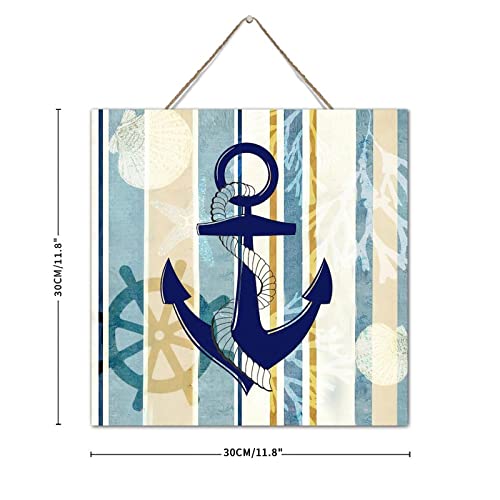 Panneau vintage bois avec ancre marine authentique et finitions rustiques