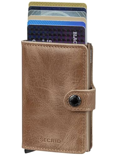 Image of SECRID - Men Mini Wallet Genuine Vintage Leather RFID Safe Card Case for max 10 cards (Taupe)