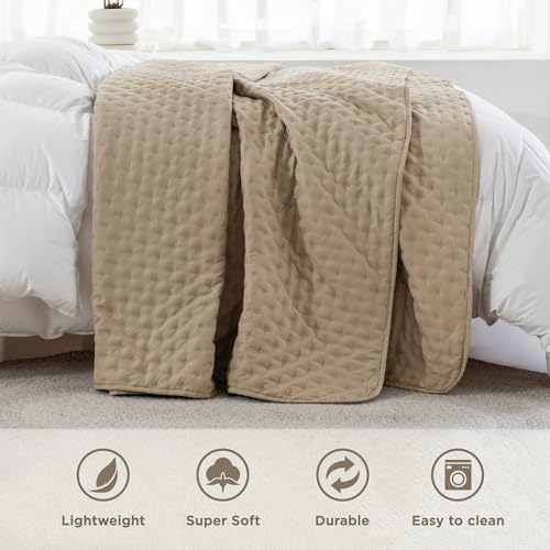 Image of Andency Beige Queen Size Quilt Bedding Set (90x96 Inch), 3 Pieces Soft Lightweight Bedspread Coverlet, Boho Summer Quilt Queen Size for All Season