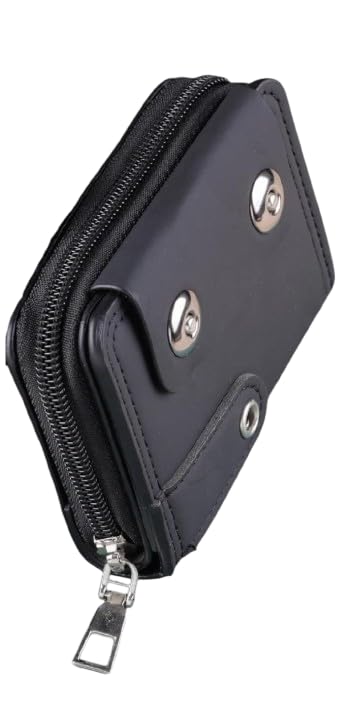 RFID Blocking Card Holder Wallet with Zipper Closure – Compact Multi Card Organizer Wallet (Black)-image-38