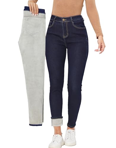 Women's Fleece Lined Winter Jeans – Thermal Skinny Denim
