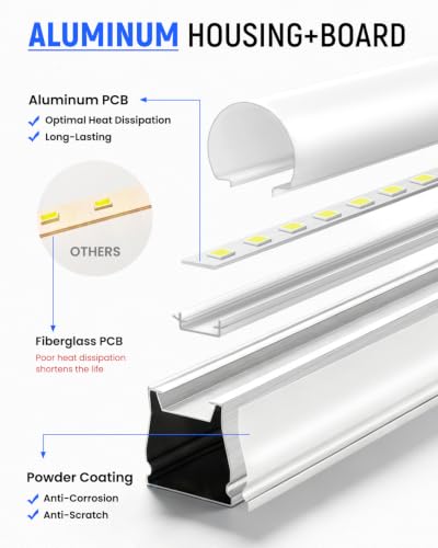 Image of (8 Pack) Upgraded 4FT T5 LED Integrated Fixture, 6500K,20W,2300LM(Super Bright White) Linkable LED Shop Light,Garage Ceiling and Cabinet Light,Strip Light,Corded Electric with ON /Off Switch