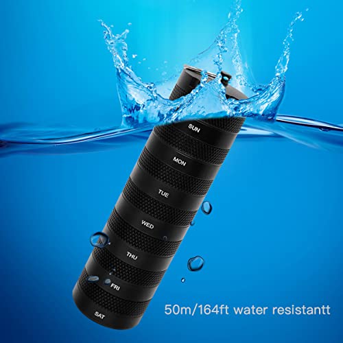 Metal Moisture-Proof Weekly Pill Organizer, Stackable Aluminum 7-Day Pill Box Case, Waterproof And Large Compartment Pill Container For Cod Liver Oil, Vitamins, Pills And Supplements(Black) #TOP6