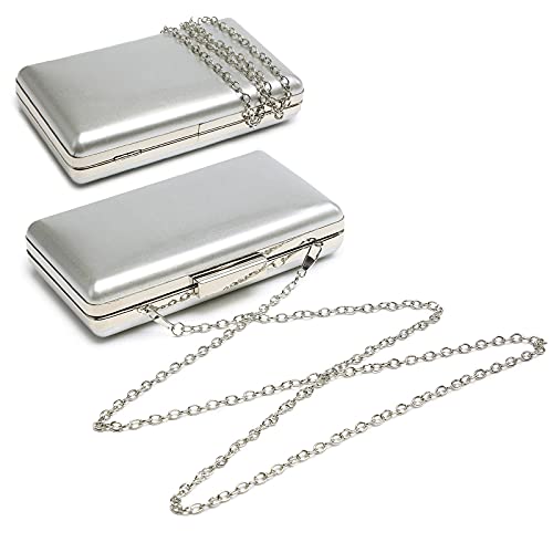 Dasein Women Evening Purses Clutch Bags Formal Party Clutches Wedding Purses Cocktail Prom Handbags (Patent Leather Silver) #TOP2