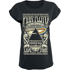 PINK FLOYD The Dark Side of The Moon – Live on Stage 1972 Femme T-Shirt Manches Courtes Noir - Les Beatles, Paul McCartney, John Lennon, RIngo Starr, George Harrison
