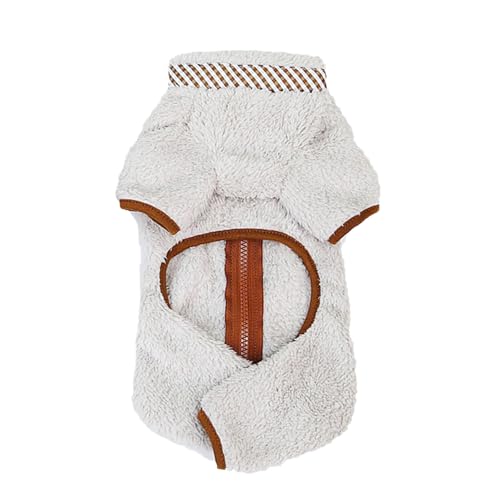 Abrigos de forro polar para perros pequeños con doble cierre de anillo en D en la parte posterior, mono para mascotas, pijama para cachorros, invierno, Chihuahua, Yorkie, ropa térmica (Beige