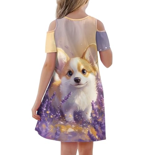 ZFRXIGN Girls Summer Short Sleeve Dress Cold Shoulder Dress with Pocket Flowy A-Line Sundress2