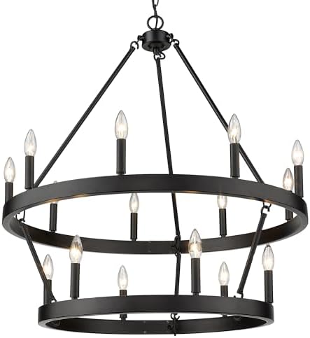 Golden Lighting 1017-96 BLK Alastair Chandelier, 15 Light, Matte Black