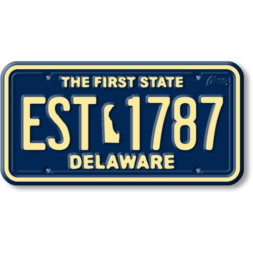 Imán decorativo vintage de placa Delaware 1.9x3.8 in