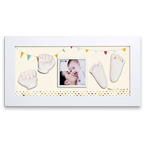 Momspresent Baby Hand Print and Foot Print Deluxe Casting kit with White Frame11