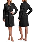 NY Threads Waffle Robes for Women, Soft Womens Robe, Lightweight Knee-Length Women's Bathrobe, X-Large, Black