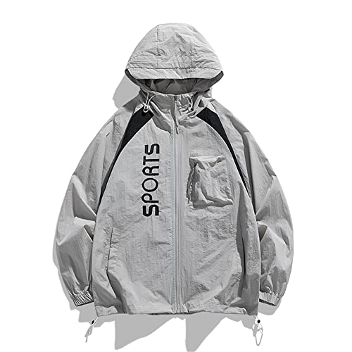 Veste protection solaire homme beige coupe oversized à capuche S