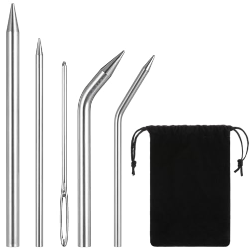 Baseball Lacing Needle 5 Pcs Stainless Steel Handy Glove Shoelace Repair Kit with Storage Bag Baseball Glove Repair Kit Leather Lacing Needle for Bracelet Baseball Lacings Leather Relacing
