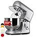 Price comparison product image Klarstein Bella - Stand Mixer, Mixer, Food Mixer, 1300W, 5l Stainless Steel Bowl, 6 Speed, Range of Accessories, Keyless Chuck for Tool Holder, Easy to Operate - Silver