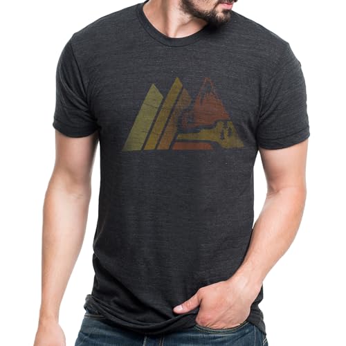 Black Lantern Men’s Retro Mountain Tee – Bold Nature Graphic on Soft Black Shirt Outdoors-Inspired Style