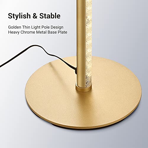 Edishine Rgbw Led Corner Floor Lamp With Remote, 57.5" Minimalist Dimmable Atmosphere Lighting, Modern Color Changing Slim Sleek Lamp, Standing Tall Mood Light For Living Room, Bedroom, Office (Gold) #TOP4