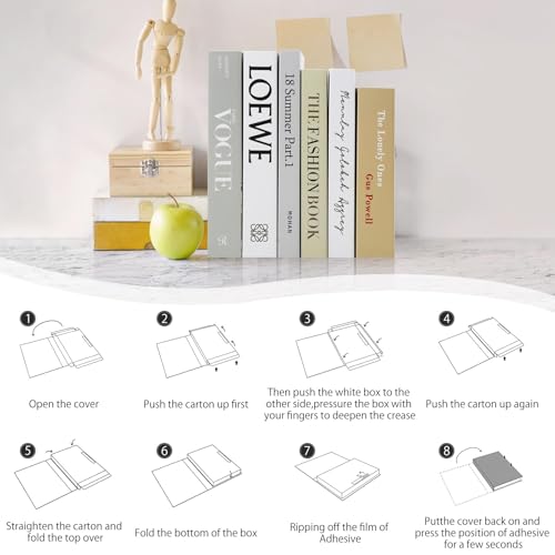 6 PCS Fashion Fake Books, Decorative Books for Home décor,Hardcover Display Books for Coffee Tables/Shelves,Storage Book for Home Decor Bookshelf Coffee Table Display Shelves for Home Stacked (B)