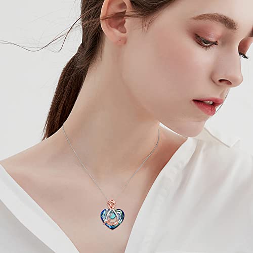 POPKIMI Rose Flower Love Heart Necklaces Gifts for Mom Grandma Nana Wife Aunt Daughter Birthday Jewelry 925 Sterling Silver Crystal Rose Flower Necklace3