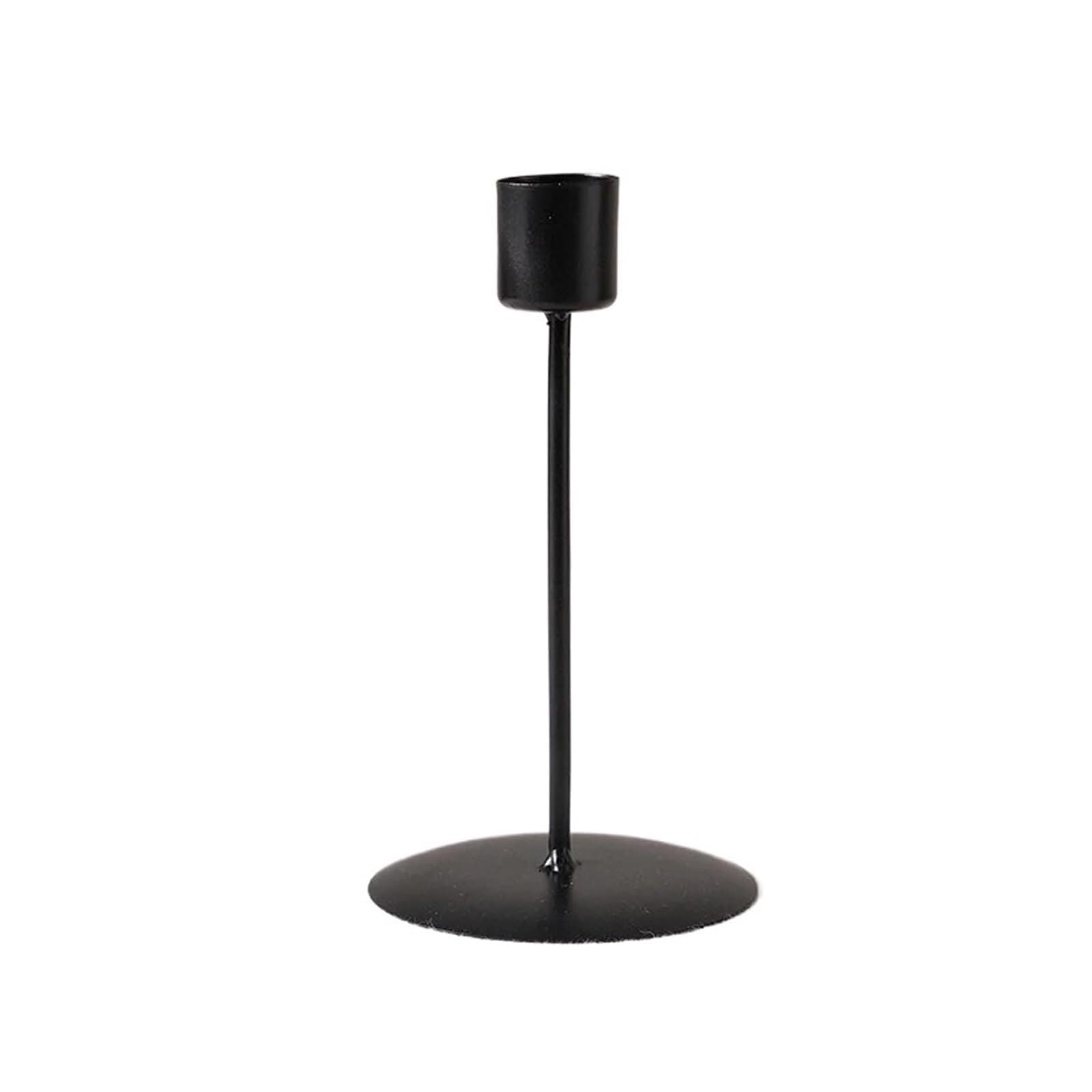 Candle Holders 2pcs Simple Iron Candlestick Candlelight Dinner Table Decoration(Black Short)