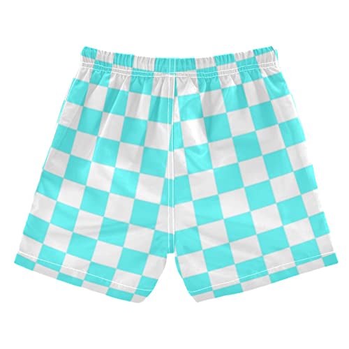 Blue White Plaid Board Boys Swim Trunks Buffalo Check Toddler Beach Board Shorts Baby Summer Bathing Suit 4T2