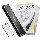 TATTMUSE Tattoo Drucker Bluetooth, Schablone Nadeldrucker mit 100 Stück Papier, Tattoo Transfer mit Smartphone PC, Stencil Drucker für Tattoo Künstler und Anfänger