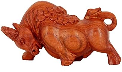 Mascot Wooden Crafts Wood Carving Art Wood Decoration Artwork 赞比亚血檀斗牛 约长8.5*宽3.5CM 书桌办公室摆件装饰文玩手把件(血檀斗牛)