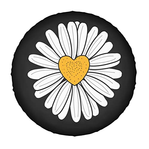 Image of Daisy Flower Spare Tire Cover Dust-Proof Wheel Tire Cover Fit Trailer, RV, SUV and Many Vehicle 17 Inch
