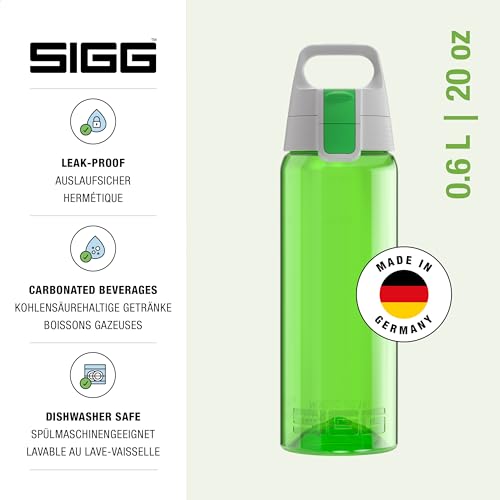 Sigg Total Color Green Trinkflasche (0.6 L), schadstofffreie und auslaufsichere Trinkflasche, leichte und bruchfeste Trinkflasche aus Tritan 2