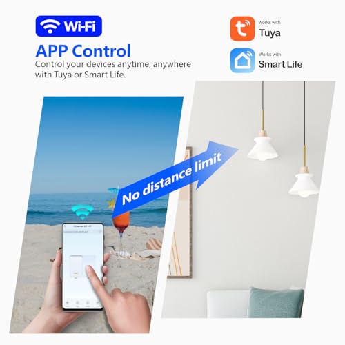DieseRC Tuya 2 Channels WIFI Smart Switch, DC 5V 12V 24V 36V Passive Output Relay Module, with 2 pcs RF Remote Control, Compatible with Alexa/Google Home