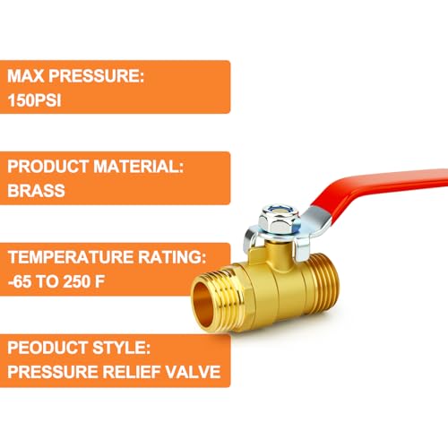 Image of GASHER 3PCS 1 /2 Inch Brass Mini Ball Valve, Shut Off Valve, 1 /2 Inch MNPT Thread Pipe Fitting