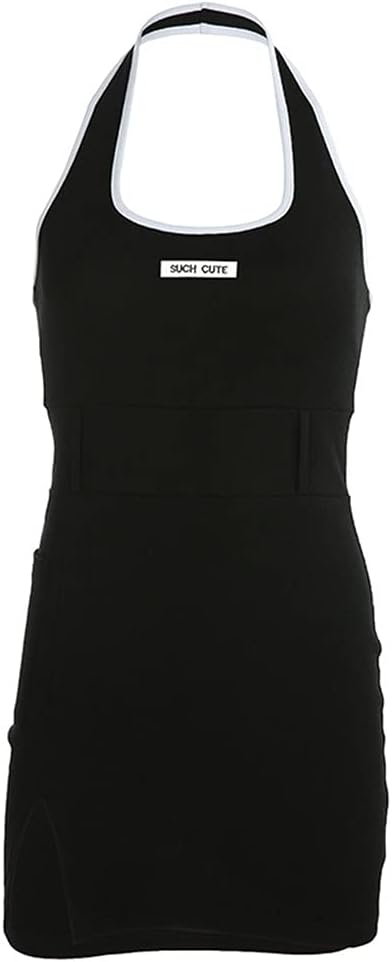 Chysp 夏のファッション女性のドレスレター刺繍スリムベストドレスバッグヒップハイウエストドレスストリートウェア 卓越 Color Black Mcode Size