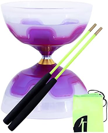 Erencook Chinese yoyo Diabolo Set- Triple Bearings Diabolo Chinese Yo-yos Juggling Toys Colorful LED Diabolo with Diablo Sticks, Diabolo String&Net Bag (Purple)