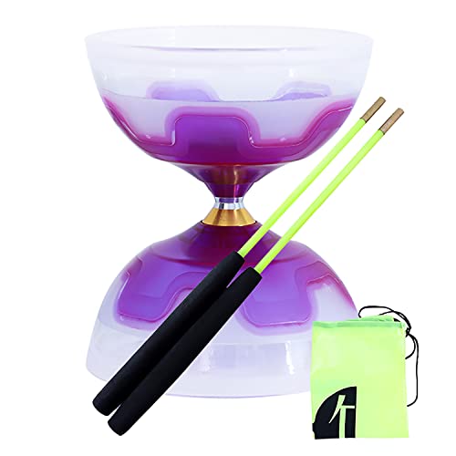 Erencook Chinese Yoyo Diabolo Set- Triple Bearings Diabolo Chinese Yo-Yos Juggling Toys Colorful Led Diabolo With Diablo Sticks, Diabolo String&Net Bag (Purple) #TOP2